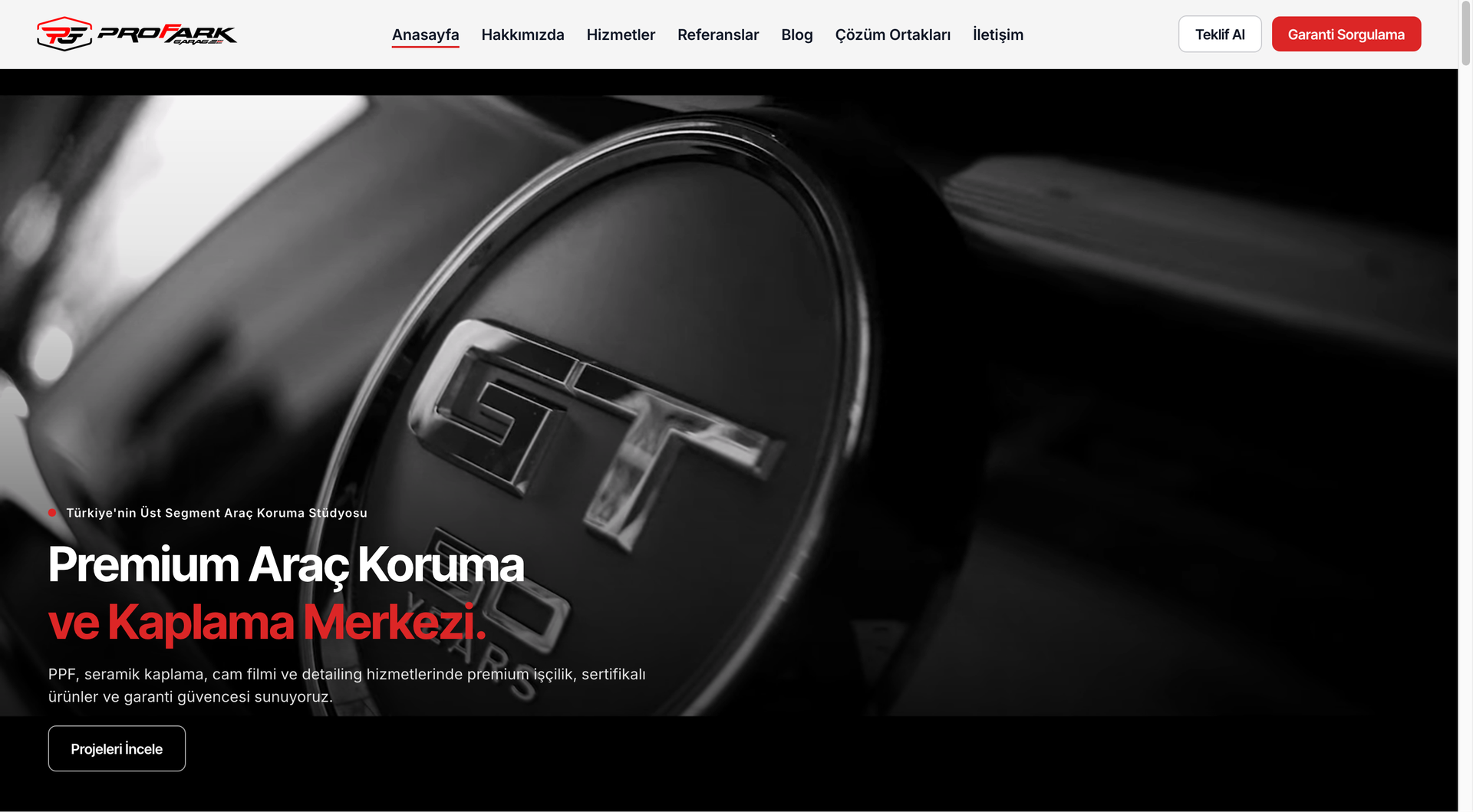 Profark Garage web sitesi referansı