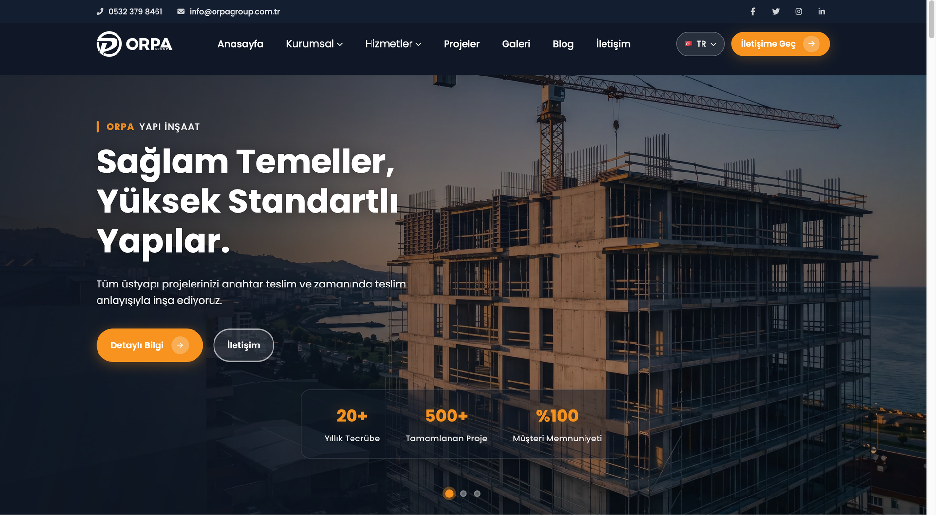 Orpa Grup Yapı İnşaat web sitesi referansı